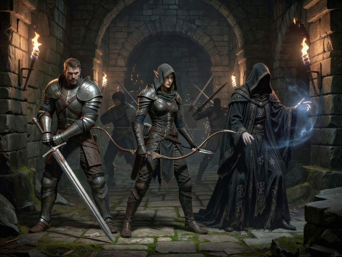Fantasy RPG character selection and medieval combat art